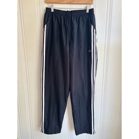 Vintage Adidas 3 Stripe Windbreaker Track Pants Black Mens Large Y2K Soccer - Picture 1 of 8